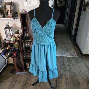 SHEIN Teal Lace Dress